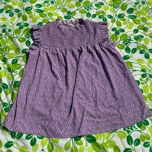 Smocked Lavender Patterned Sleeveless Top Size L